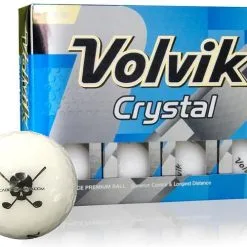 CaddiesShack Custom Jolly Rogers Skull & Crossbones Volvik Crystal Golf Balls -CLUBS Shop Crystal White Logo Box