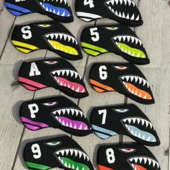 HNM Shark Bite Neoprene Iron Head Covers Set -CLUBS Shop IMG 2809 scaled