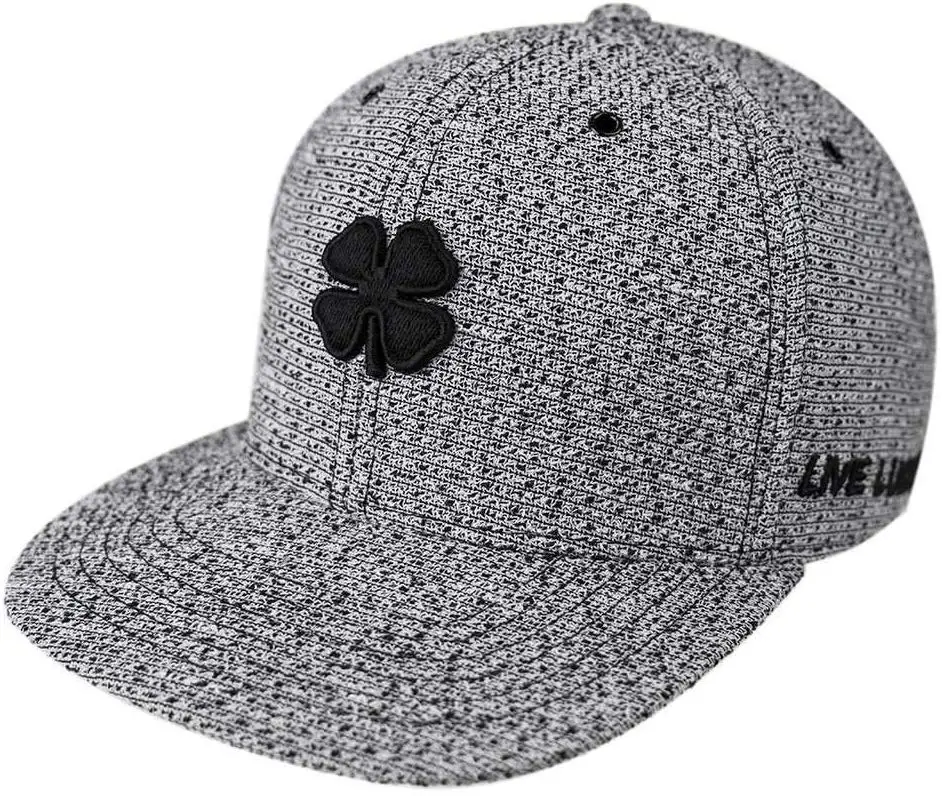 Golf Direct Now Lucky Flat Bill Black Clover Snapback Hat 1 Golf Direct Now Lucky Flat Bill Black Clover Snapback Hat