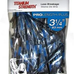 J And M Pride Professional Tee System ProLength Golf Tees -CLUBS Shop PTS ProLength Black Blue 3.25 Titanium Strength 65ct