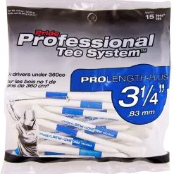 J And M Pride Professional Tee System ProLength Golf Tees -CLUBS Shop PTS ProLength Blue 15ct 3.25