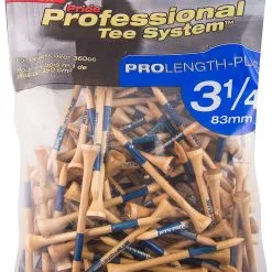 J And M Pride Professional Tee System ProLength Golf Tees -CLUBS Shop PTS ProLength Natural Wood Blue 3.25 135ct