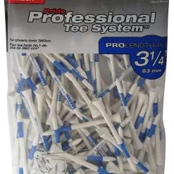 J And M Pride Professional Tee System ProLength Golf Tees -CLUBS Shop PTS ProLength White Blue 3.25 135ct