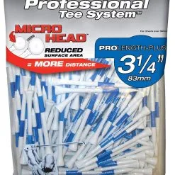 J And M Pride Professional Tee System ProLength Golf Tees -CLUBS Shop PTS ProLength White Blue 3.25 135ct Micro Head