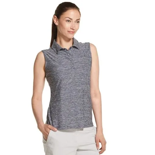 Caddiesshack Golf Store Izod Golf Ladies Sleeveless Heather Polo 2 Caddiesshack Golf Store Izod Golf Ladies Sleeveless Heather Polo -CLUBS Shop Sleeveless Heather Polo Blue Night 0