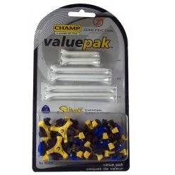 CaddiesShack Champ Tri-Lok Spikes With Zero Friction Tees Value Pack
