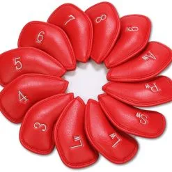 HNM Golf Volf Golf Red Synthetic Leather Iron Covers Set