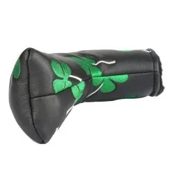 HNM Golf Volf Golf Black Synthetic Leather Shamrock Putter Cover -CLUBS Shop VolfGolfHeadcovers BlackShamrockBladePutter4