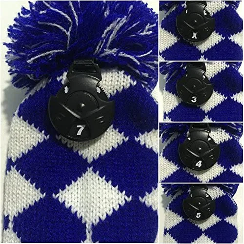 HNM Golf Volf Golf Knit Blue White Diamond Headcover Set 5 HNM Golf Volf Golf Knit Blue White Diamond Headcover Set - Image 5