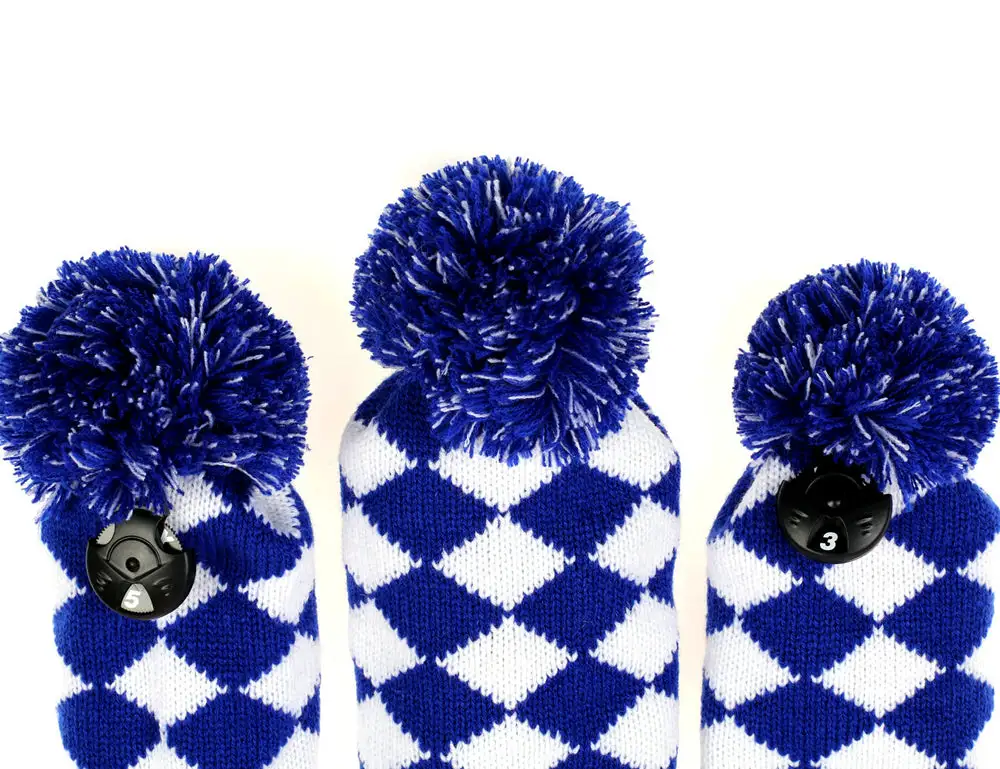 HNM Golf Volf Golf Knit Blue White Diamond Headcover Set 6 HNM Golf Volf Golf Knit Blue White Diamond Headcover Set - Image 6