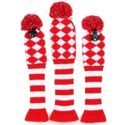 HNM Golf Volf Golf Knit Red White Diamond Headcover Set