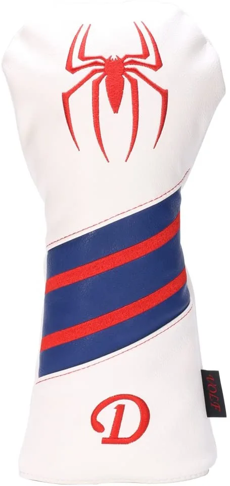 HNM Golf Volf Golf Red White Blue Leather Spider Headcovers 2 HNM Golf Volf Golf Red White Blue Leather Spider Headcovers - Image 2