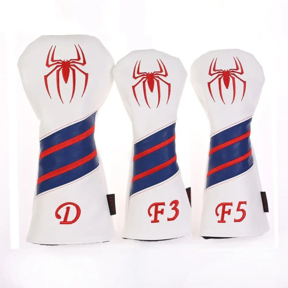 HNM Golf Volf Golf Red White Blue Leather Spider Headcovers 1 HNM Golf Volf Golf Red White Blue Leather Spider Headcovers