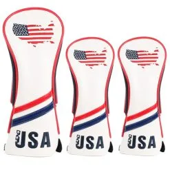 HNM Golf Volf Golf Red White Blue Leather USA Headcovers