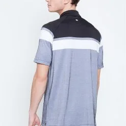 Callaway Jack Nicklaus Black Label By Perry Ellis Yarn Dyed Color Block Polo Shirts -CLUBS Shop YarnDyedColorBlockPolo CaviarBlack2