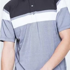 Callaway Jack Nicklaus Black Label By Perry Ellis Yarn Dyed Color Block Polo Shirts -CLUBS Shop YarnDyedColorBlockPolo CaviarBlack3